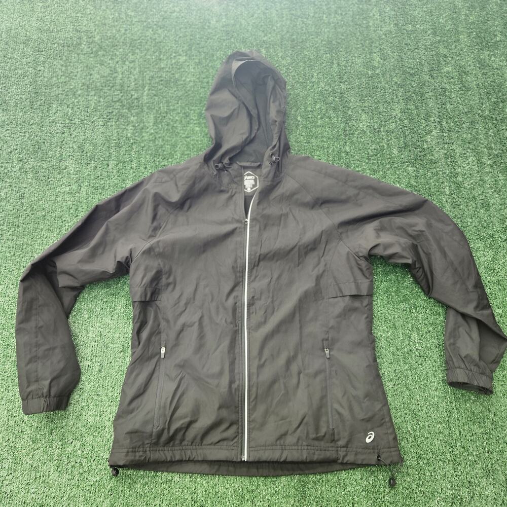 ASICS Women’s Full Zip Lightweight Wind Breaker Jacket Hooded, Sizes M, Black